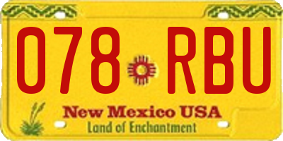 NM license plate 078RBU