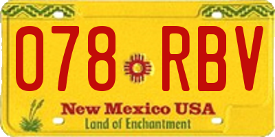 NM license plate 078RBV