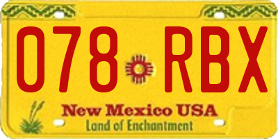 NM license plate 078RBX