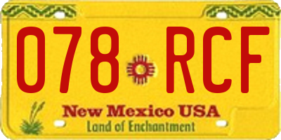 NM license plate 078RCF