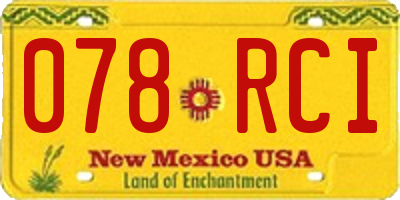 NM license plate 078RCI