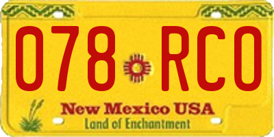 NM license plate 078RCO
