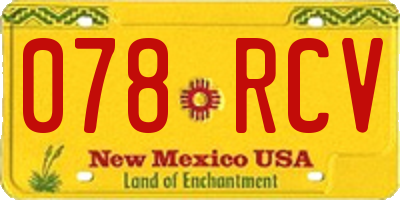 NM license plate 078RCV