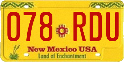 NM license plate 078RDU