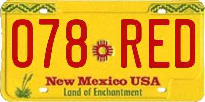 NM license plate 078RED