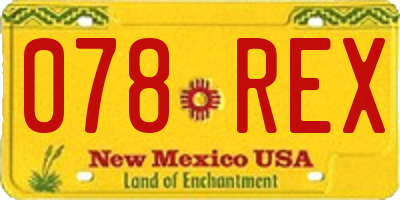 NM license plate 078REX