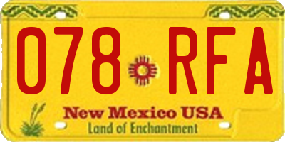 NM license plate 078RFA