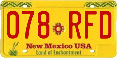NM license plate 078RFD
