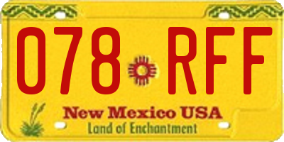 NM license plate 078RFF