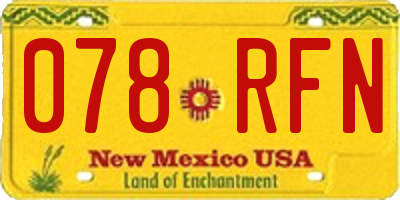 NM license plate 078RFN