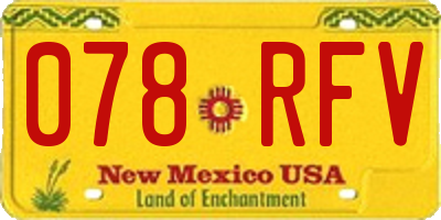 NM license plate 078RFV