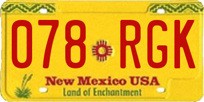 NM license plate 078RGK
