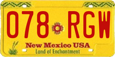 NM license plate 078RGW