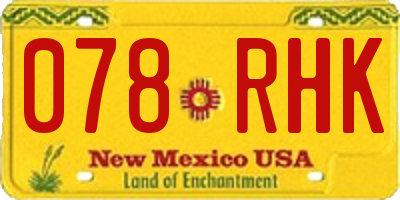 NM license plate 078RHK