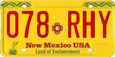NM license plate 078RHY