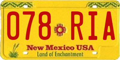 NM license plate 078RIA