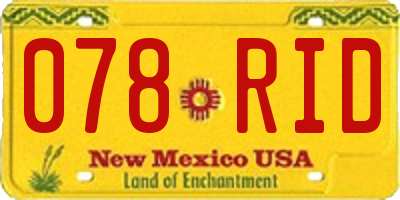 NM license plate 078RID