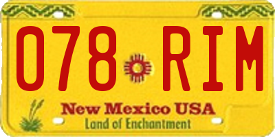 NM license plate 078RIM