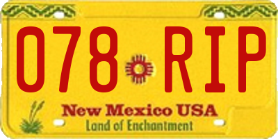 NM license plate 078RIP