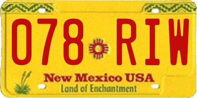 NM license plate 078RIW