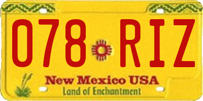 NM license plate 078RIZ