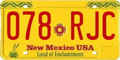 NM license plate 078RJC