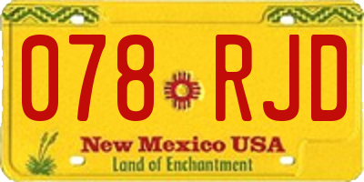 NM license plate 078RJD