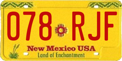 NM license plate 078RJF