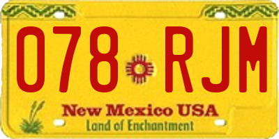 NM license plate 078RJM
