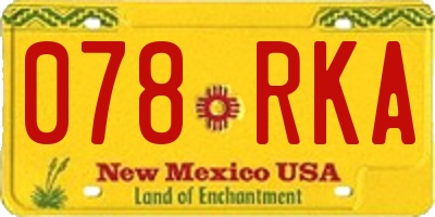 NM license plate 078RKA