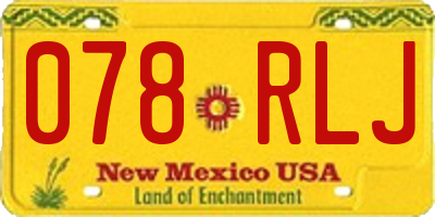 NM license plate 078RLJ