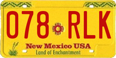 NM license plate 078RLK