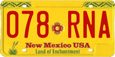 NM license plate 078RNA