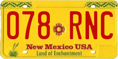 NM license plate 078RNC
