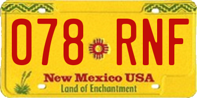 NM license plate 078RNF