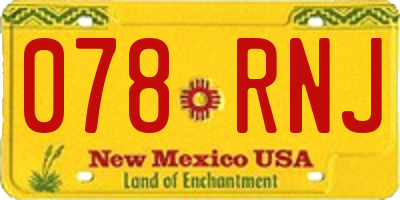 NM license plate 078RNJ