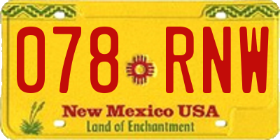 NM license plate 078RNW