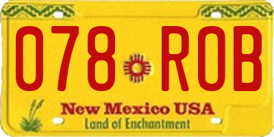 NM license plate 078ROB