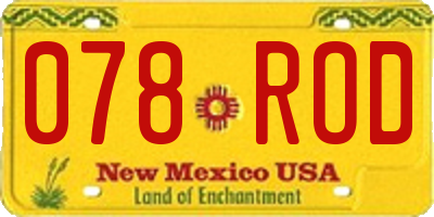 NM license plate 078ROD