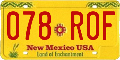 NM license plate 078ROF