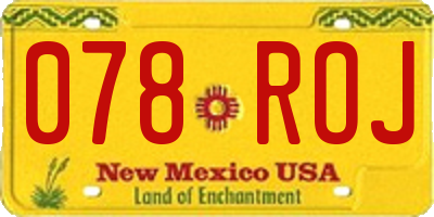 NM license plate 078ROJ
