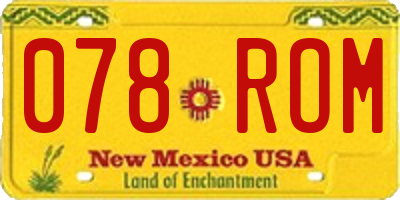 NM license plate 078ROM