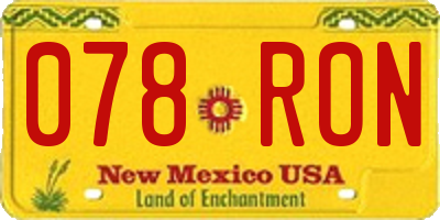 NM license plate 078RON