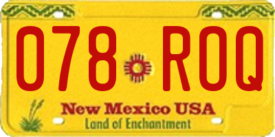 NM license plate 078ROQ