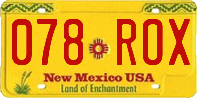 NM license plate 078ROX