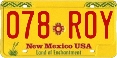 NM license plate 078ROY