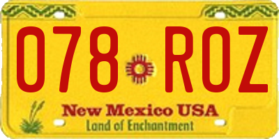 NM license plate 078ROZ