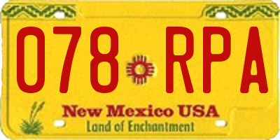 NM license plate 078RPA