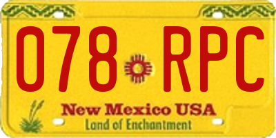 NM license plate 078RPC