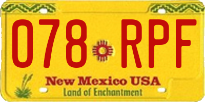 NM license plate 078RPF